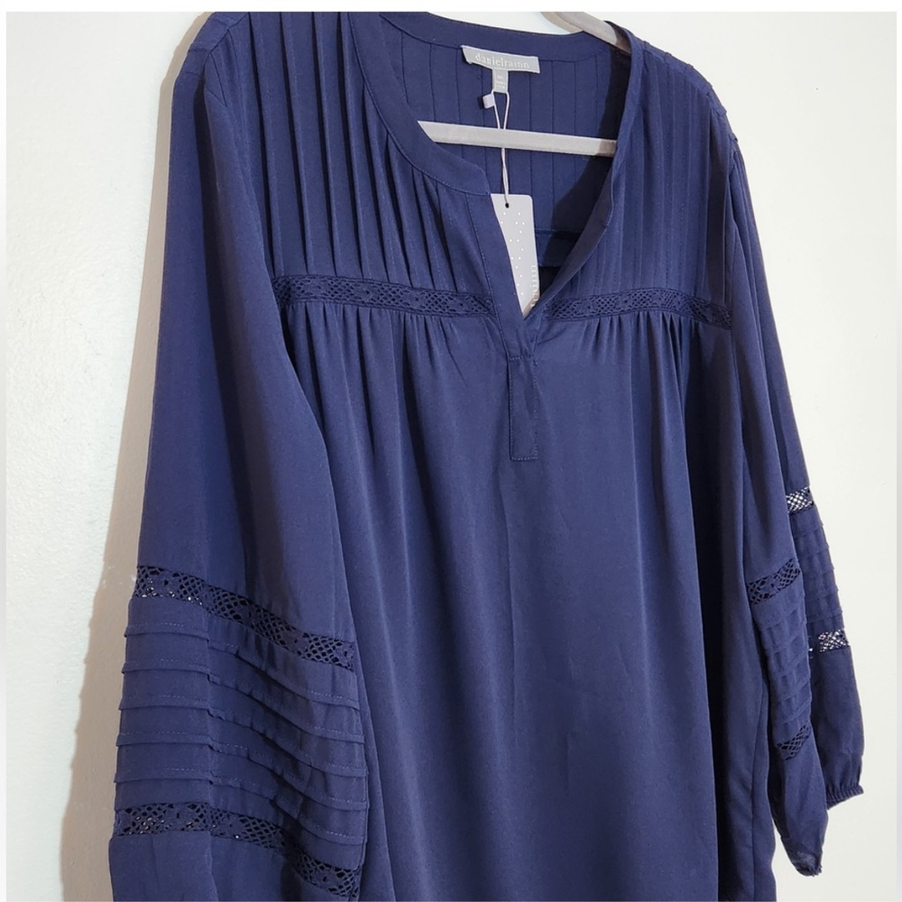 Daniel Rainn Navy Boho Blouse Size XXL NWT - Picture 2 of 9